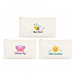 Canvas makeup pouch with metal zipper